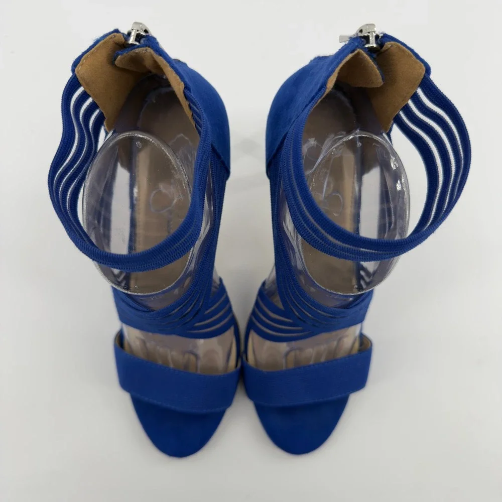 Jessica Simpson Jivero Royal Blue Elastic Strap Stiletto Sandals 9.5M